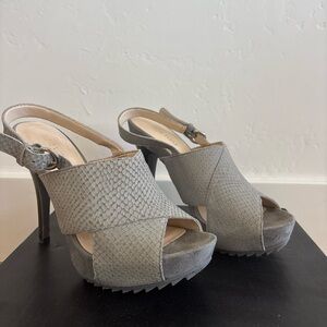 Nine West Gray High-Heeled Slingback Sandals